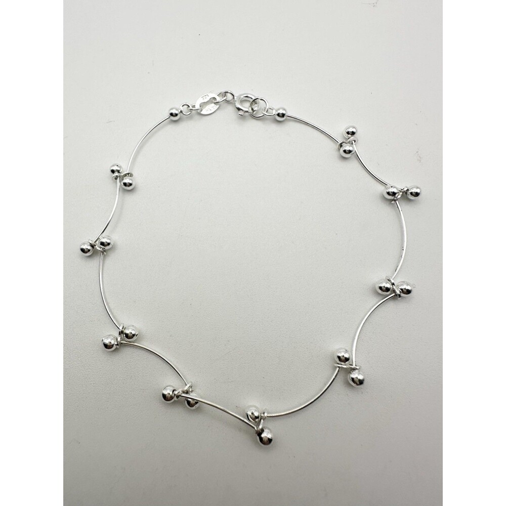 sterling silver 925 Ball and Bar Link Bracelet 8”
